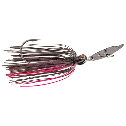 Strike King Thunder Cricket Fishing Lure, Vibrating Swim Jig, Silver Blade, 4/0 Jungle-Style Flipping Hook - color: Black Widow, size: 3/8 oz