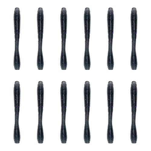 6th Sense – Bounce Worm Bass Fishing Lure Soft Plastic Worm for Wacky Neko Drop Shot Texas Rig - color: Black N Blue, size: 3in. (12/pk)