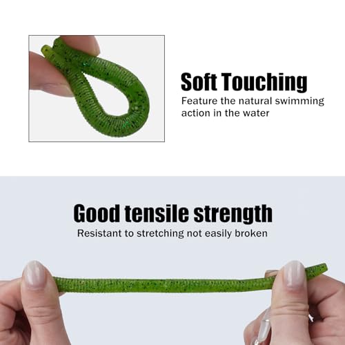 Soft Worm Bass Baits with Salted Hook Slot FS/RE-04 | Built-In Hook Slot Soft Plastic Bass LuresMulti-Rig Compatibility realistic movement Easy Portability ideal size - color: Mixed Color-40pcs