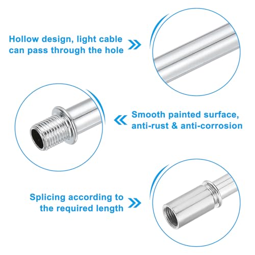 PATIKIL Straight Pipe Lamp Stems Rod Kit, 4Set M10 Carbon Steel 50mm(1.97") Long Double End Thread Rod with Coupling Nuts Sleeve Connector for Table Lamps Chandeliers, Silver Tone - color: Silver Tone, size: 50mm(1.97")