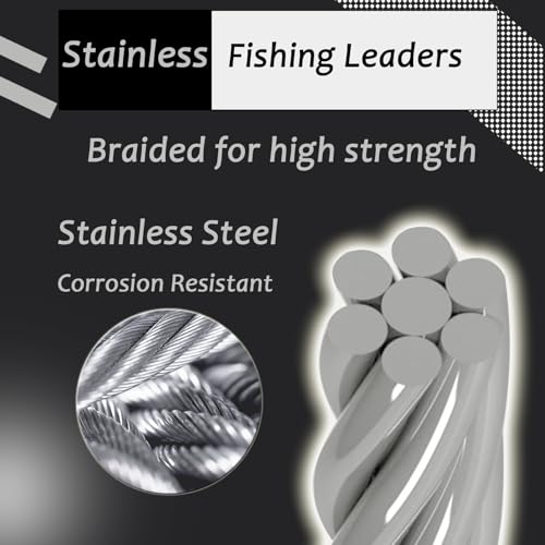 AMYSPORTS Stainless Steel Fishing Leader Saltwater Stainless Rigs Fishing Leader Lure Heavy Wire Fishing Leaders Steel White Nickel - size: #2 (11.8in-50lb) 20pcs