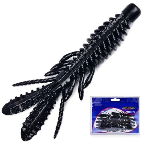 10 Pcs Soft Swimbait Lures, 6.4cm/2.5in Shrimp Shape Soft Plastic Fishing Lures Kit, Bass Fishing Lure Swim Baits with 5 Color, for Fishing Trout, Crappie, Bass, Redfish, Freshwater, Saltwater - color: Black, size: 2.5 inch