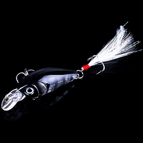 5 Pack Minnow Fishing Lure Crank Bait, Fishing Bass Lures Hard Artificial Bait, Crankbait Fishing Lures Hooks 3D Eyes for Bass Fishing Lure Freshwater and Saltwater