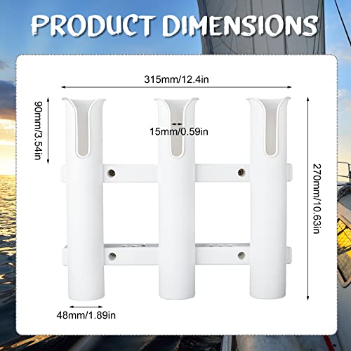 Shappy 3 Pcs Fishing Rod Holder Bracket Tube 3 Rod Rack Wall Mounted 10.63 Inch Fishing Pole Holders for Boats with Screws Nuts Side Mount for Boat Truck Kayak Garage (White) - color: White
