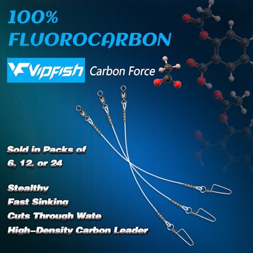 Fishing Fluorocarbon Leader with Crane Swivel and Snaps - Heavy Duty 20-80lb Fluorocarbon Leader Connects Lures, Bait, or Hooks for Saltwater & Freshwater Fishing - color: Clear Fluoro Leader(24Pack), size: 50LB, 20"