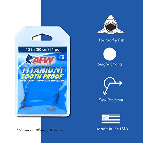 American Fishing Wire Titanium Single Strand Leader - size: 12 -Inch, 50 Pound Test