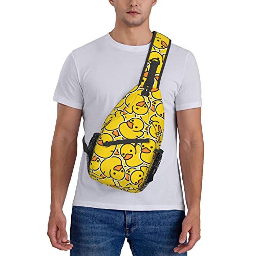 Unique Rubber Duck Sling Bag Crossbody Backpack for Men Women a Bunch of Yellow Rubber Ducks Cartoon Animal Overlay Chest Bag Casual Shoulder Backpack Sport Travel Hiking Daypack - color: Rubber Ducky Cartoon Animal