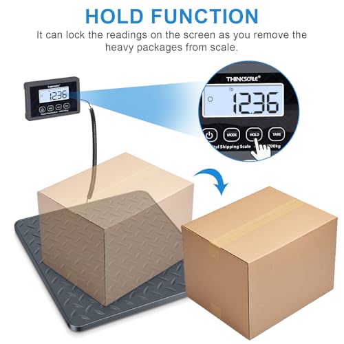THINKSCALE Shipping Scale 440lb, 10g High Accuracy Postal Scale Packages, Integrated One-Piece Platform, Small Business & Warehouse, Battery & AC Adapter Included - color: Plastic Gray