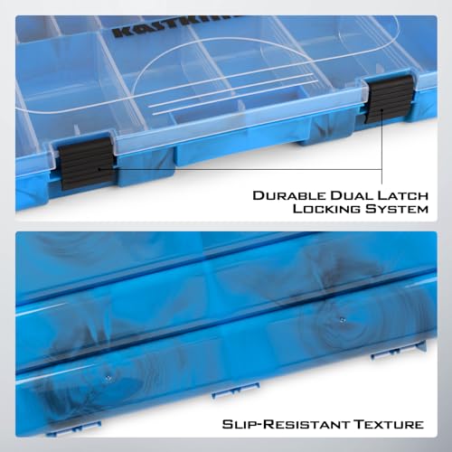 KastKing Tackle Boxes, Plastic Box, Plastic Storage Organizer Box with Removable Dividers - Fishing Tackle Storage - Box Organizer - 2 Packs /4 Packs Tackle Trays - Parts Box - color: Blue Camouflage, size: 3700(4Pack)