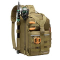 BASSDASH Convertible Fishing Backpack Sling Bag with Rod Holder, Adjustable Tactical Water-Resistant Tackle Storage Pack FP07 - color: Brown Khaki, size: Large