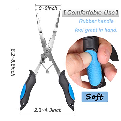 Fishing Pliers Stainless Steel Long Nose Hook Remover with Sheath and Lanyard for Line Cutters Saltwater and Freshwater