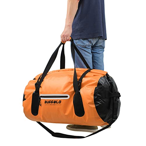 Buffalo Gear Waterproof Duffle Bag 40L 60L 80L Roll-top Dry Bag Heavy Duty Waterproof Duffel Travel Bag for Kayaking Rafting Boating Fishing Camping - color: Orange, size: 60L