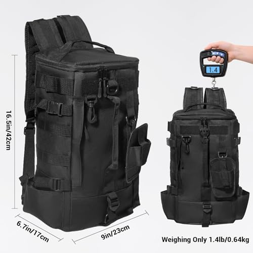 kokkoya Small Fishing Bag Tackle Backpack with Rod Holder 16L Lightweight Backpack for Fishing Hiking Kayaking Outdoor Gear Storage for Men (Black) - color: Black