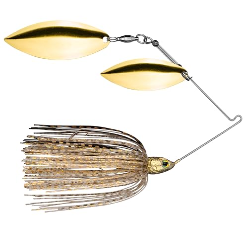 Strike King Tour Grade Spinnerbait Fishing Lure, Weight Forward Design, 3D Eyes, Hand-Tied Skirt - color: 215 - Golden Shiner, size: 3/8 oz