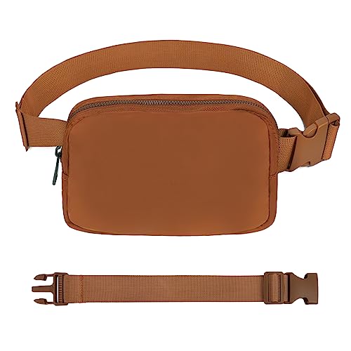 VOROLO Fanny Pack For Women And Men Crossbody Bag Belt Bag Brown | Adjustable Strap Graduation Gifts Lightweight Travel Running - color: Brown with rope