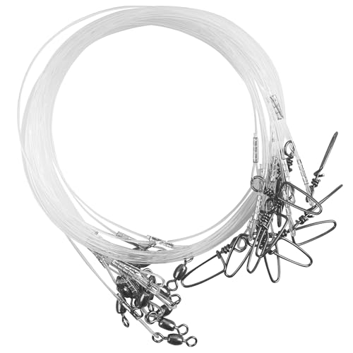 Fluorocarbon Fishing Leaders, 24pcs Invisible Wire Leader Line with Swivels Snap Fluorocarbon Fishing Line Leader Connects Lures Bait or Hooks for Saltwater Freshwater 20lb-50lb - size: 40LB-12''