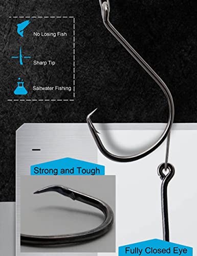 Circle Hooks Rigs Saltwater Steel Leader Wire, 25pcs Heavy Duty Circle Hook with Leader Wire Bass Catfish Fishing Lure Rig - size: 10/0