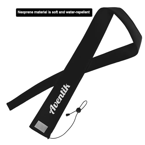 Aventik Lightproof Neoprene Rod Sleeve – Protective Fishing Rod Sock Cover with Hanging Loop & Adjustable Lanyard for Casting, Spinning & Trolling Rods - color: Black, size: Length: 60''/1.52m