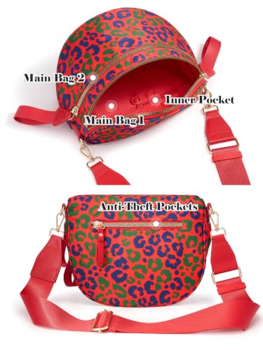 Pure Colour Crossbody Bag Bum Bag for Women,Spacious Purse Fanny Packs Belt Bag,Oversized Bum Bag (Blue Green Leopard Bum Bag) - color: Blue Green Leopard Bum Bag
