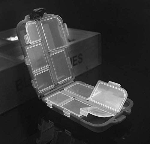 2x Small Hard Fishing Tackle Box Portable Case Hooks Lure Baits Storage Box Containers For Storing Swivels Jigs Hooks Sinker,10 Compartments (Black) - color: Black