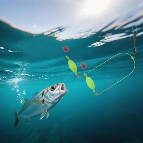 Double Hook Rig Surf Fishing: 9PCS Pompano Float Rigs with 3 Circle Hook Saltwater Gear Tackle for Surf Fishing - color: Green 1