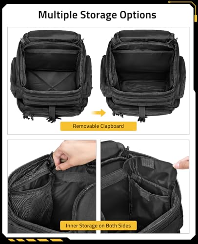 CVLIFE Tactical Range Backpack with Removable Divider, Gun Cases Bag with 4 Pistol Carrying Cases, Rucksack for Shooting (Black, Medium) - color: Black