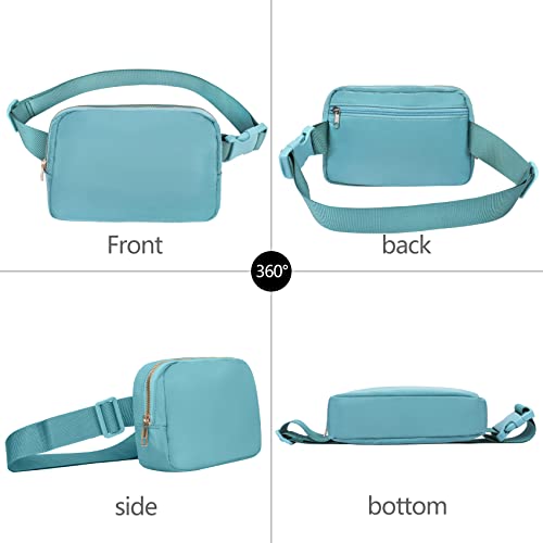 VOROLO Fanny Pack For Women And Men Crossbody Bag Belt Bag | Adjustable Strap Graduation Gifts Lightweight Travel Running - color: Black+Light Blue