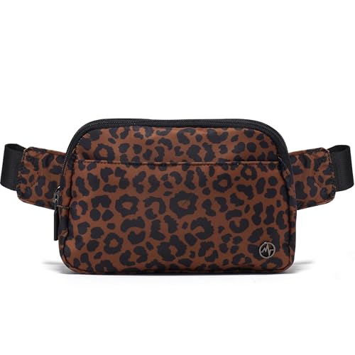 Pander Everywhere Belt Bag for Women, 5 Zipper Pockets Nylon Crossbody Fanny Pack Purse (Midnight Leopard) - color: Midnight Leopard