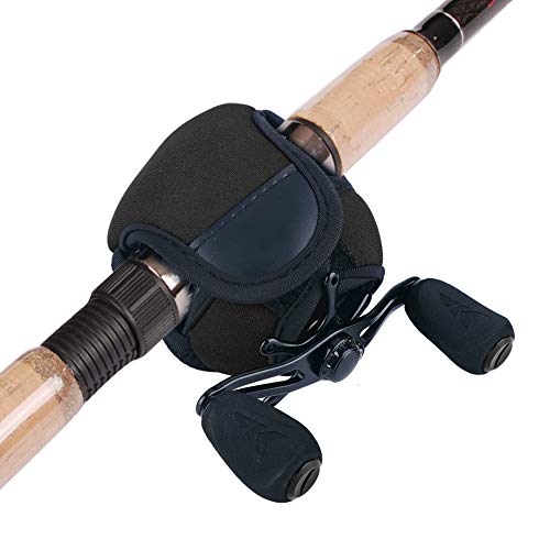 BORDSTRACT Fish Speed Reels Cover Case, Nylon Neoprene Waterproof Breathable Materials Baitcasting Reel Protector Soft Bag 5.91×4.53inch(Black)