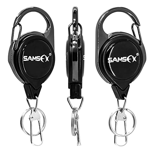 SAMSFX Fly Fishing Zinger Retractor for Anglers Vest Pack Tool Gear Assortment Combo 3pcs in Pack - color: Carabiner Retractors, 24" Nylon Cord