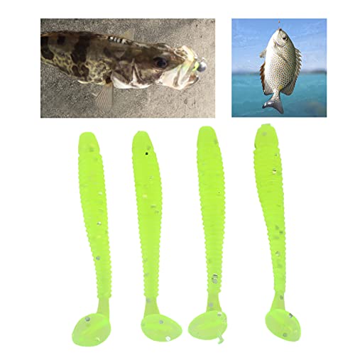 Akozon 50PCS Soft Plastic 5cm Fishing Lures, Ttail Grub Worm Bait, Fish Tackle Accessory in Vibrant Orange Color, Ideal for Fishing Enthusiasts - Pack of 50 - color: Fluorescent Green