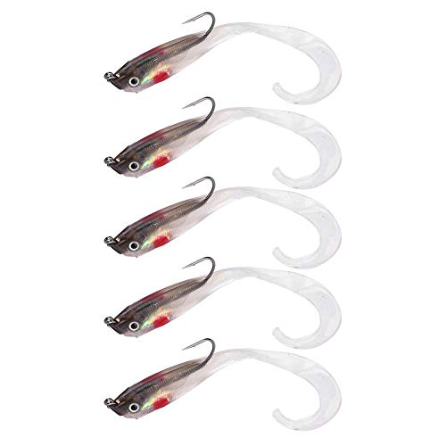 Soft Fishing Lures, 5Pcs Artificial Soft Baits Jig Head Soft Swimbaits with Hook for Saltwater/Freshwater Fishing - color: SO050-5