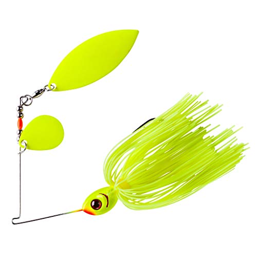 Booyah Glow Blade Spinner-Bait Bass Fishing Lure - color: Chartreuse, style: Tandem (1/2 Oz)