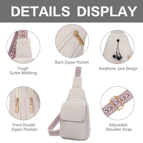 SENDEFN Small Sling Bag Crossbody Bags for Women Vegan Leather Cell Phone Cross Body Purse Fanny Packs Chest Bag for Women - color: C-white