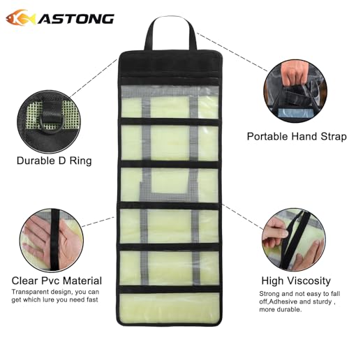 Fishing Lure Stroage Bag Covenient 6 Pocket Large Capacity PVC Heavy Duty Protective Cover Durable Fishing Bag for all Fishing Bait Trolling Fishing Lure Wraps Box for Saltwater (1pc, Yellow) - color: Yellow