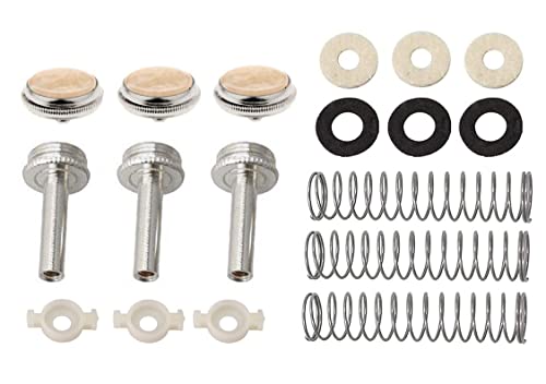 Trumpet Valve Sytem Replacement Parts include Trumpets Finger Buttons Valve Cap Spring Felt Washer Piston Guides Musical Instruments Accessories Set of 18pcs Silver