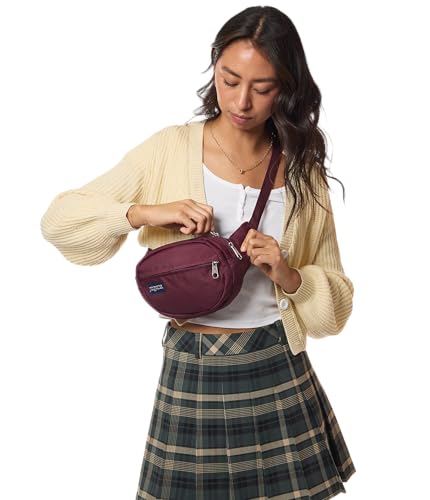 JanSport Fifth Avenue Fanny Pack Crossbody Bags for Women, Men - Stylish, Durable Waist Bag with Adjustable Belt, Main Zippered Pocket, Quick Stash Pocket - Travel Essentials - Black - color: Cherry Lacquer