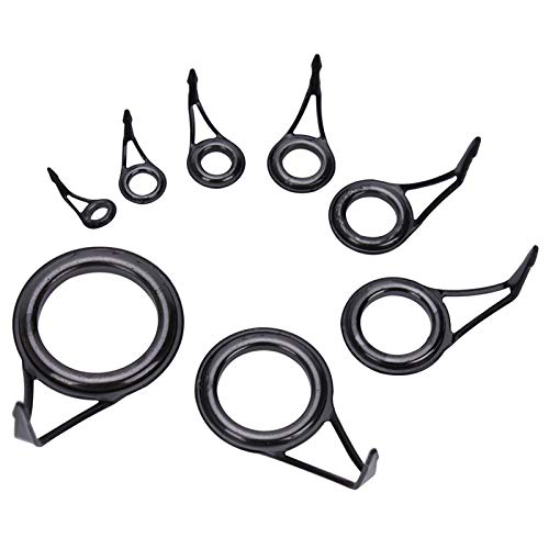8pcs Fishing Rod Tip Repair Kit Rod Top Tips Replacement Fishing Rod Tips Stainless Steel Ceramic Ring Guide Tips - color: Single Leg Fishing Rod Guides_8pcs
