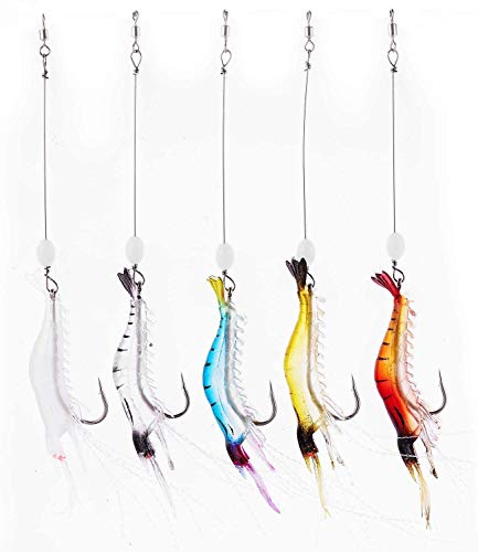 Fishing Shrimp Lures Artificial Silicone Soft Bait Set Luminous Swimbait Shrimp Fishing Lure with Hooks Fishing Tackle Freshwater/Saltwater - color: 10PCS