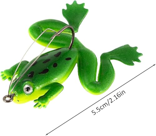 Green Frog Lures for Bass Fishing Topwater Frog Realistic Bass Swimbait Soft Floating Bait Artificial Bass Lure for Pike Saltwater Freshwater Bass Trout,Fishing Soft Lures, Baits and Attractants