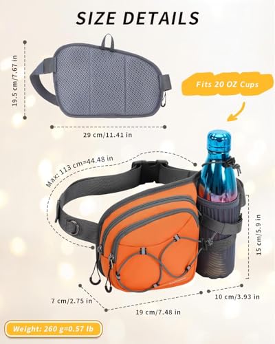 sportsnew Hydration Waist Pack with Water Bottle Holder, 2L Large Fanny Pack for Running Hiking Dog Walking, Water-Resistant Crossbody Waist Bag for Men Women, Patent Pending - style: Orange