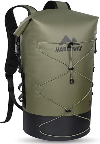MARCHWAY Floating Roll Top Dry Bag, Flexible Lightweight TPU Waterproof Backpack 20L/30L/40L with Padded Straps for Boating, Kayaking, Swimming, Hiking, Beach (Green, 20L) - color: Green, size: 20L