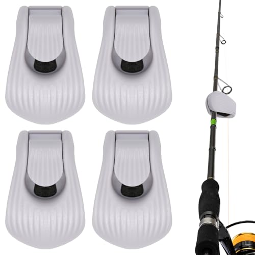 4Pcs Fishing Rod Clips Multi-Functional Fishing Rod Tie & Fixer, Portable Detachable Fixed Storage Organizer Suitable for Casting Rods, Spinning Bass & Fly Rods（Gray）