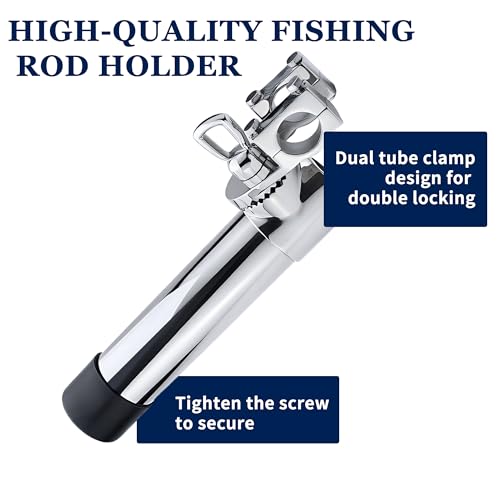 SHENGHUISS Fishing Rod Holder for Boat,360 Degree Stainless Steel Adjustable Fishing Pole Holder,Marine Grade Deck Mount/Rail Mount Rod Holder for Fishing Boat - style: 25-30mm Tube Clamp