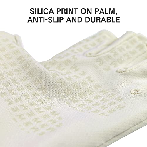 Unisex UV Protective Fingerless Gloves UPF 50+ Summer Sun Glove for Outdoor Fishing Cycling Hiking Driving Kayaking - color: Beige, size: Small