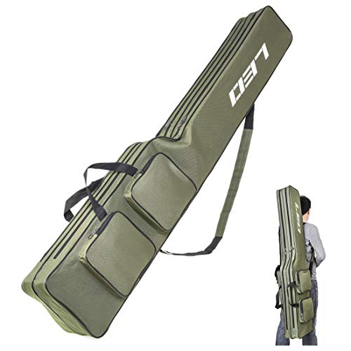 LEOFISHING Fishing Tackle Storage Bag - 130cm/4.27ft Portable Rod & Reel Organizer - Durable Oxford Large Capacity Travel Fishing Cover Bag - 5 Color - color: Green
