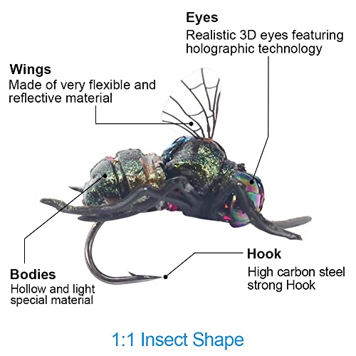YZD Realistic Fly Fishing Dry Wet Nymph Trout Flies Topwater Lures for Freshwater Saltwater High Simulation Hand Tie Lure Kits - color: 21-A-03