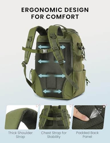 SKYSPER Tackle Backpack Fishing Bags with Rod Holder, 40L Water-Resistant Tackle Box Storage Bag for Fishing Gear Lures(Armygreen) - color: Armygreen