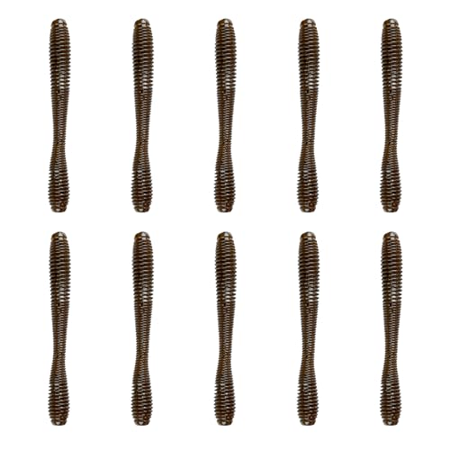 6th Sense – Bounce Worm Bass Fishing Lure Soft Plastic Worm for Wacky Neko Drop Shot Texas Rig - color: Green Pumpkin, size: 3.8in. (10/pk)