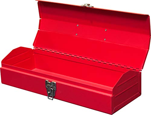 BIG RED TB102 Torin 16" Hip Roof Style Portable Steel Tool Box with Metal Latch Closure, Red - color: Red, size: 16.7"x6.9"x4.9"